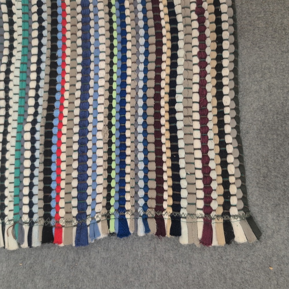 Handwoven Multi Color Striped Rag Rug Bohemian Farmhouse Accent Floor Mat - Picture 2 of 5